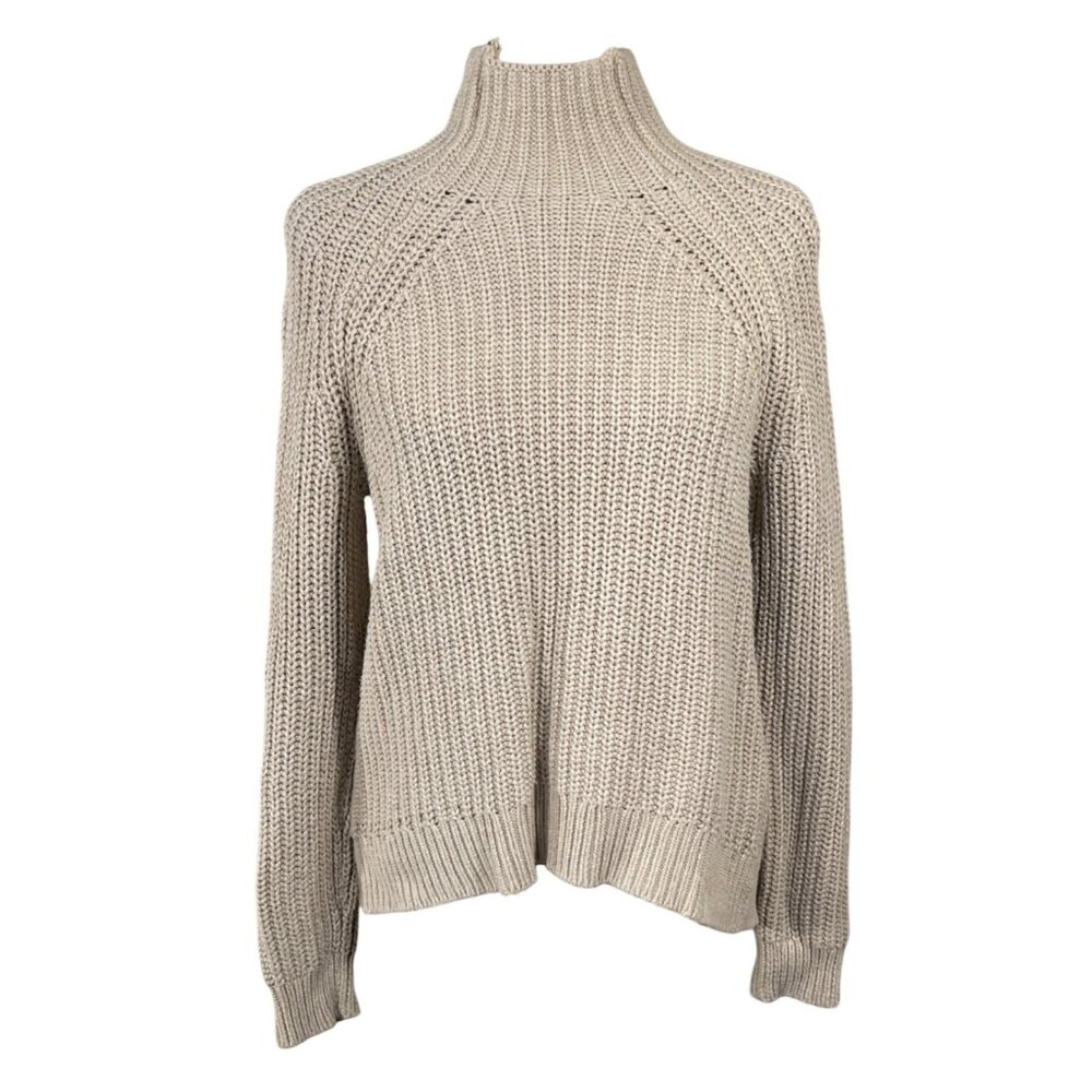 Gap Turtleneck Sweater High-Low Hem Putty Size XS Cotton Long Sleeve Women's
